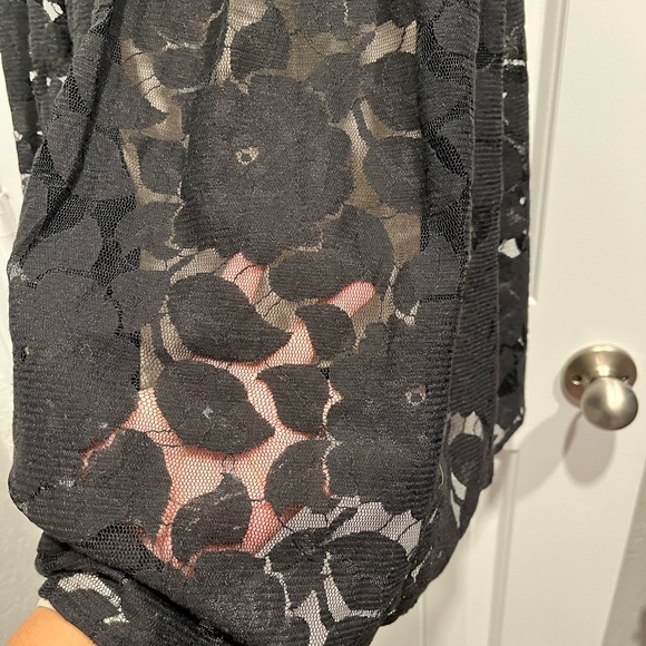 Monteau L.A. black lace/nude lining dress black lace skater dress Size M - Picture 2 of 10